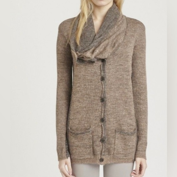 Inhabit Alpaca Linen Cardigan  Sweater Cowel Neck Oatmeal/Beige Small - Picture 1 of 15